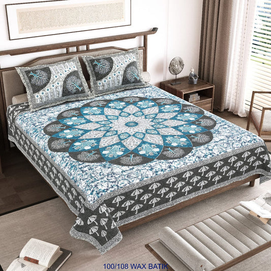 Cotton King Size Bedsheet with Pillow Covers – 100×108 Inches
