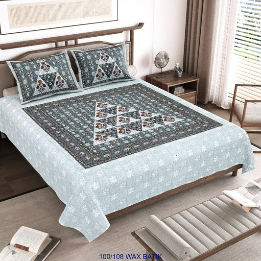 Cotton King Size Bedsheet with Pillow Covers – 100×108 Inches