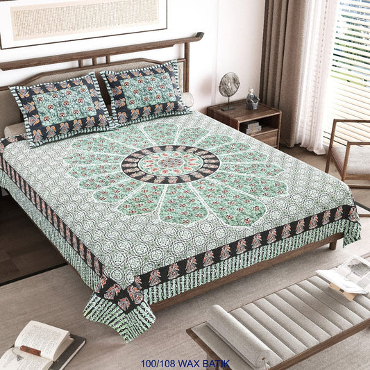 Cotton King Size Bedsheet with Pillow Covers – 100×108 Inches