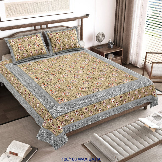Cotton King Size Bedsheet with Pillow Covers – 100×108 Inches