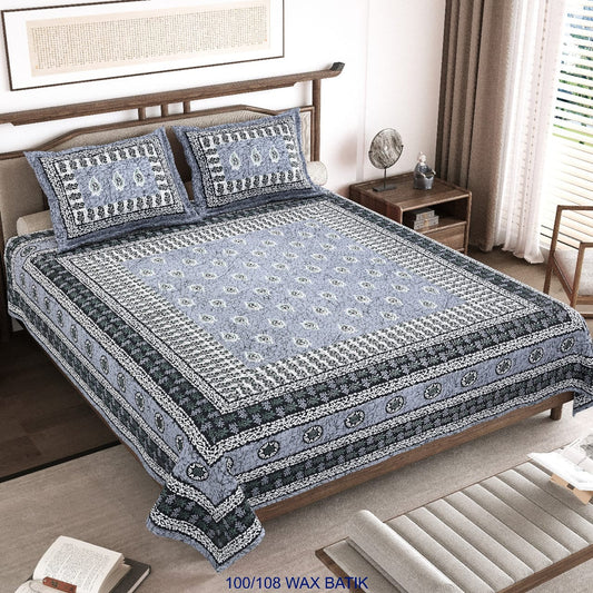 Cotton King Size Bedsheet with Pillow Covers – 100×108 Inches