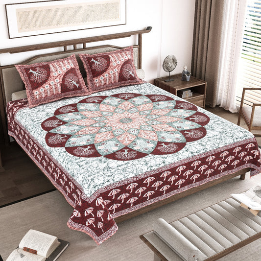 Cotton King Size Bedsheet with Pillow Covers – 100×108 Inches