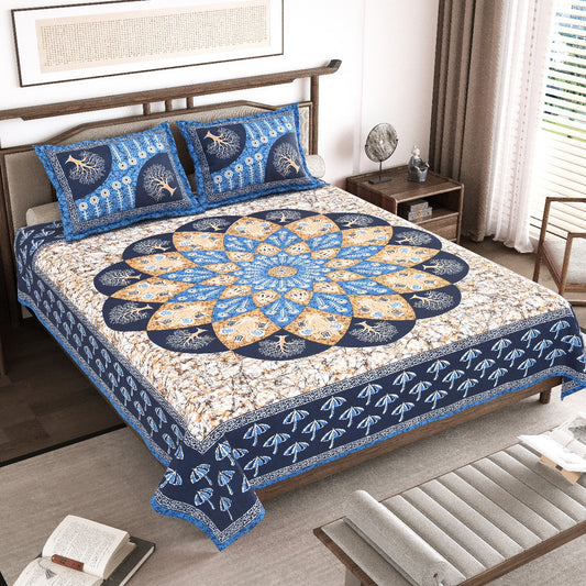 Cotton King Size Bedsheet with Pillow Covers – 100×108 Inches