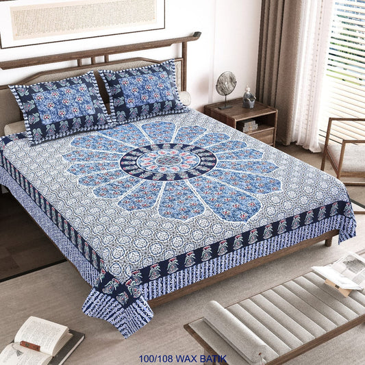 Cotton King Size Bedsheet with Pillow Covers – 100×108 Inches