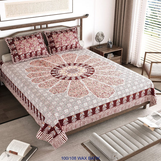 Cotton King Size Bedsheet with Pillow Covers – 100×108 Inches