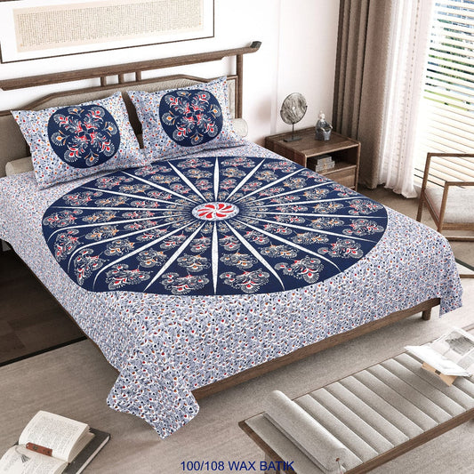 Cotton King Size Bedsheet with Pillow Covers – 100×108 Inches