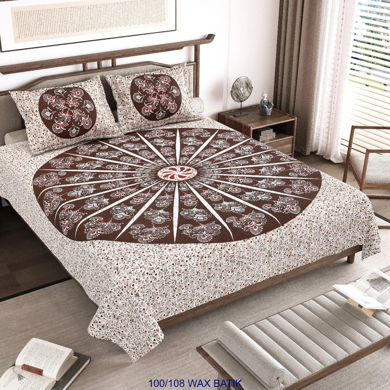 Cotton King Size Bedsheet with Pillow Covers – 100×108 Inches