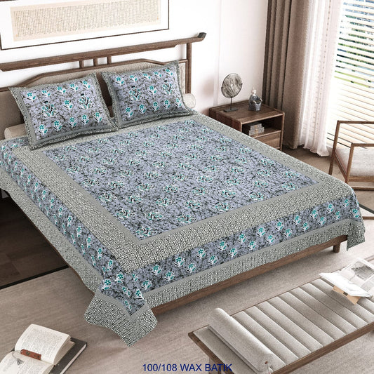 Cotton King Size Bedsheet with Pillow Covers – 100×108 Inches