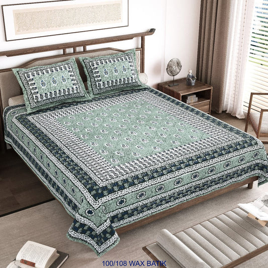 Cotton King Size Bedsheet with Pillow Covers – 100×108 Inches