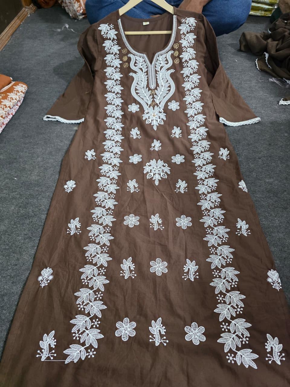 Cotton Kurta Pant Set with Mayani Dupatta & Embroidery Work