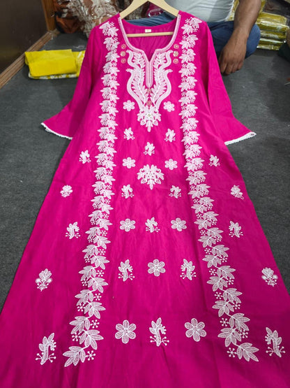 Cotton Kurta Pant Set with Mayani Dupatta & Embroidery Work