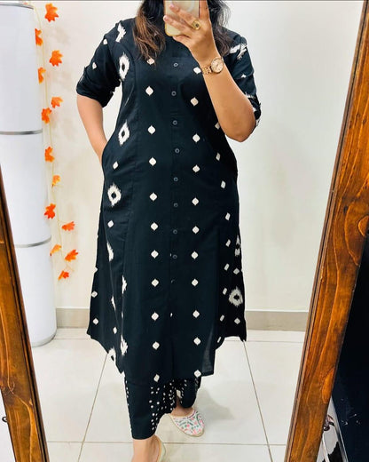 Cotton Kurti Palazzo Set – A-Line Co-ord Set with Ankle length Pant