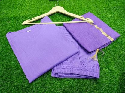 Cotton Kurti Pant Dupatta Set for Women | Fully Stitched