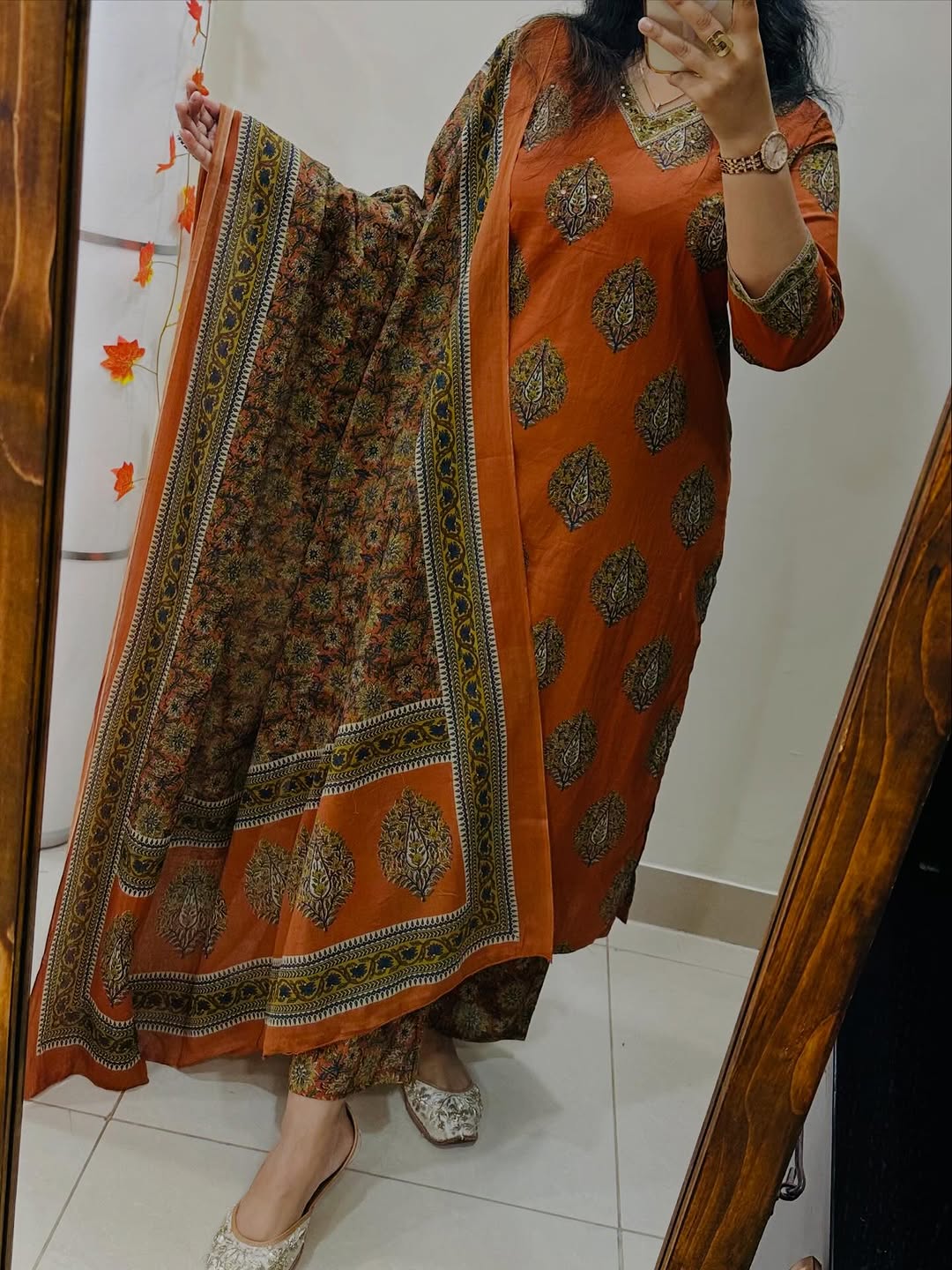 Cotton Kurti Pant Set with Cotton Dupatta for Women – Fully Stitched