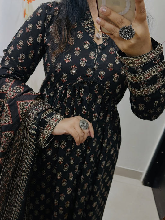 Cotton Kurti Pant Set with Dupatta for Women