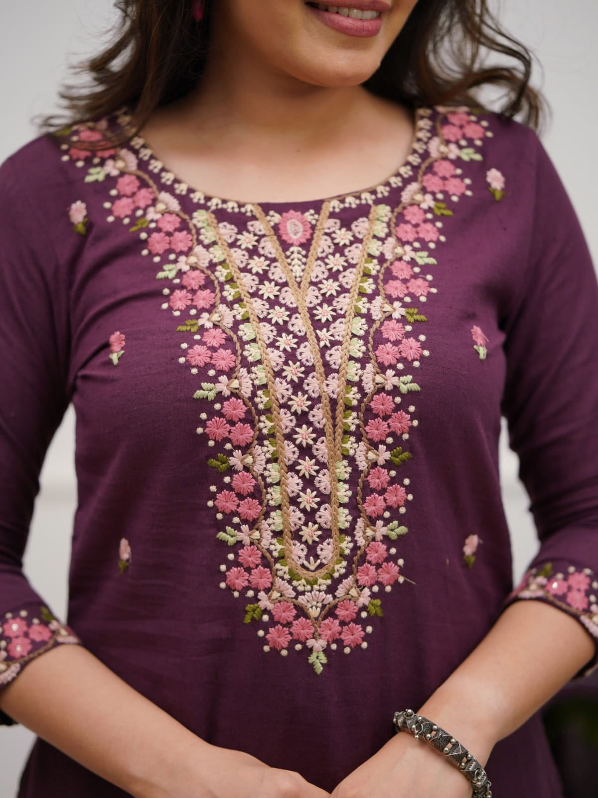 Cotton Kurti Pant Set with Malmal Dupatta