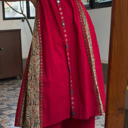 Cotton Kurti Pant Set with Pintex Design & Sequin Work