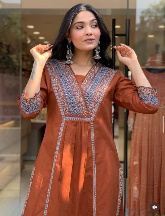 Cotton Printed Kurti Set with Cotton Pant & Mal Mal Dupatta