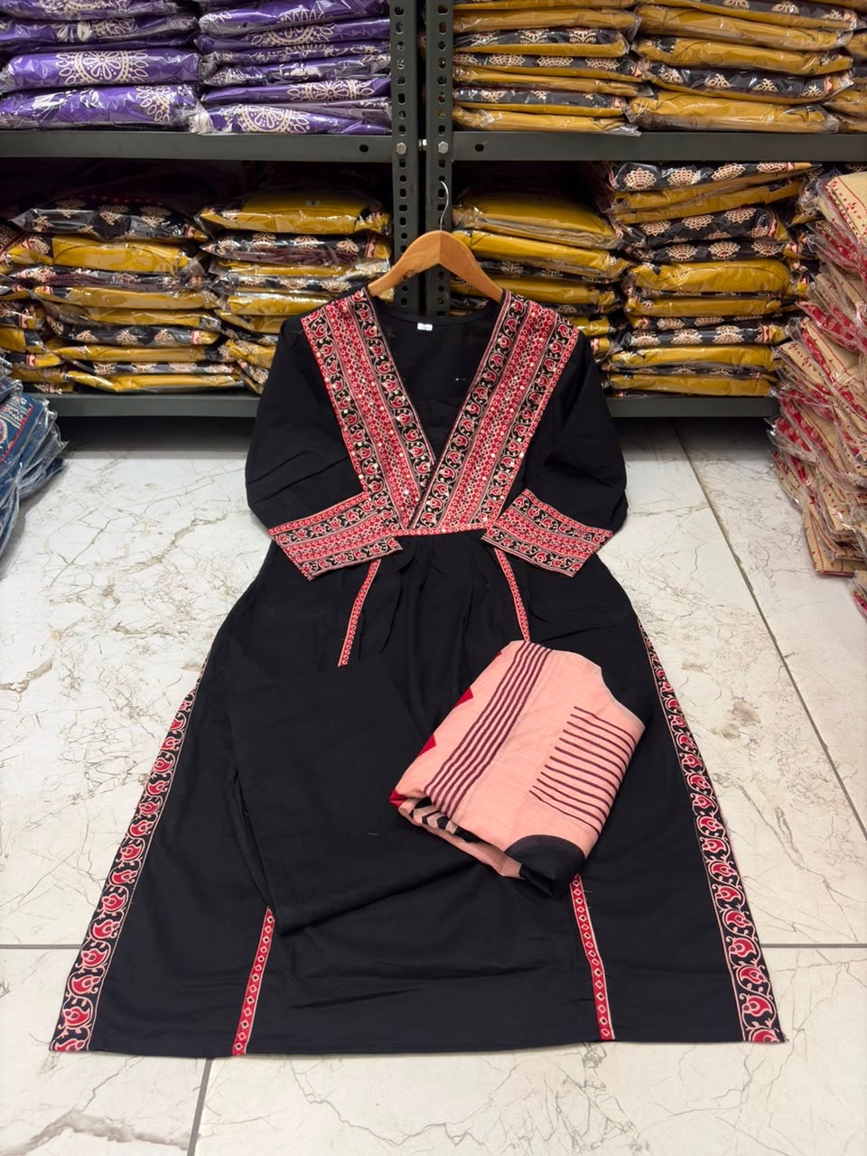 Cotton Printed Kurti Set with Cotton Pant & Mal Mal Dupatta