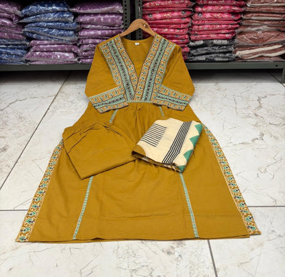 Cotton Printed Kurti Set with Cotton Pant & Mal Mal Dupatta