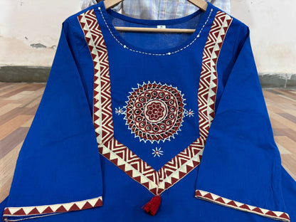 Cotton Kurti with Pant & Malmal Dupatta | Fully Stitched Set