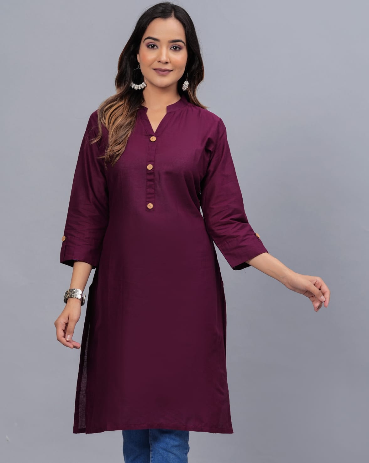 Cotton Kurti with Traditional Sleeves for Women