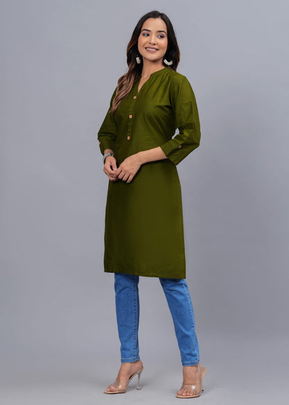 Cotton Kurti with Traditional Sleeves for Women