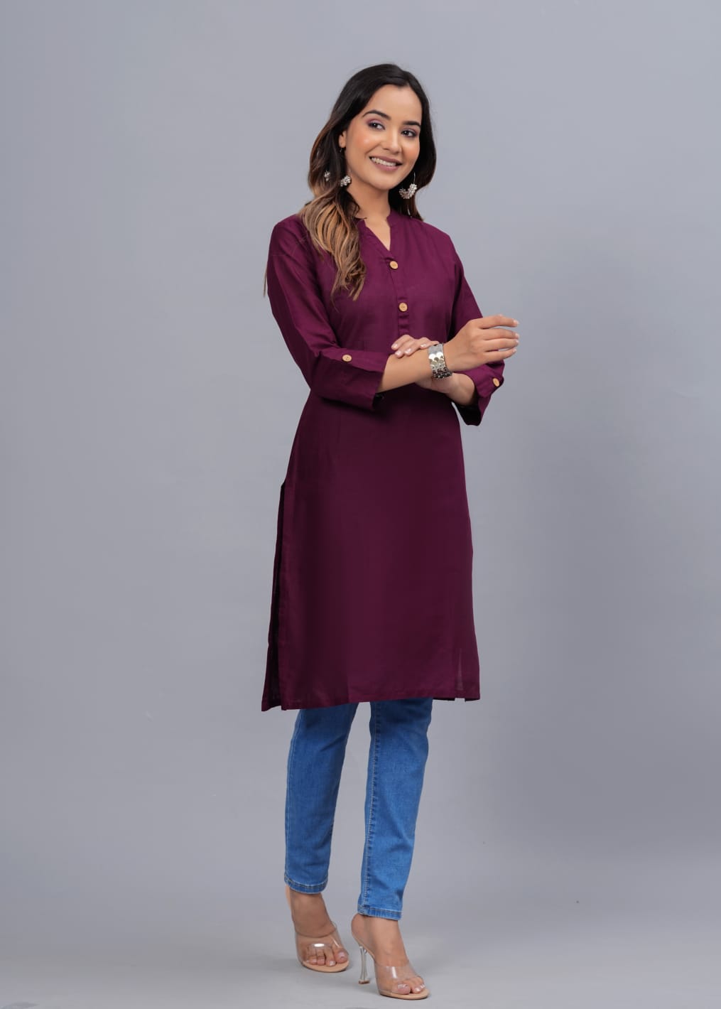 Cotton Kurti with Traditional Sleeves for Women