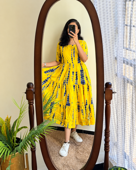 Cotton Midi Kurti with Puff Sleeves