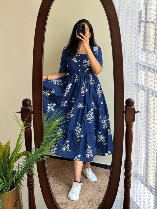 Cotton Midi Kurti with Puff Sleeves