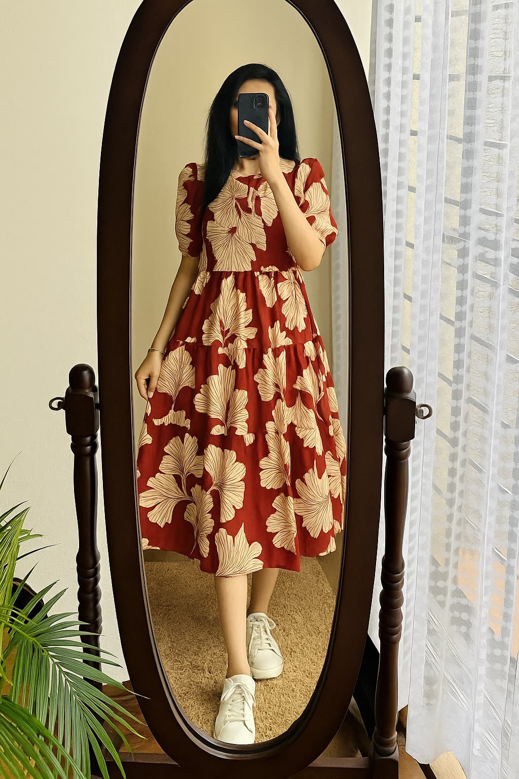 Cotton Midi Kurti with Puff Sleeves