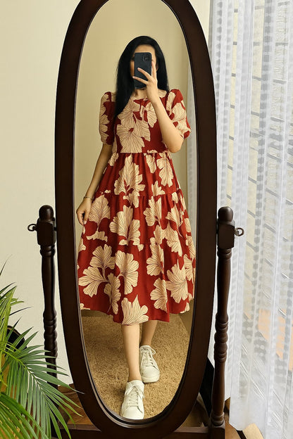 Cotton Midi Kurti with Puff Sleeves
