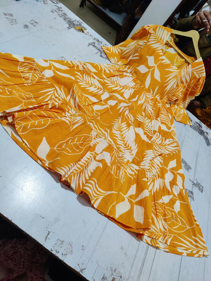 Cotton Midi Kurti with Puff Sleeves