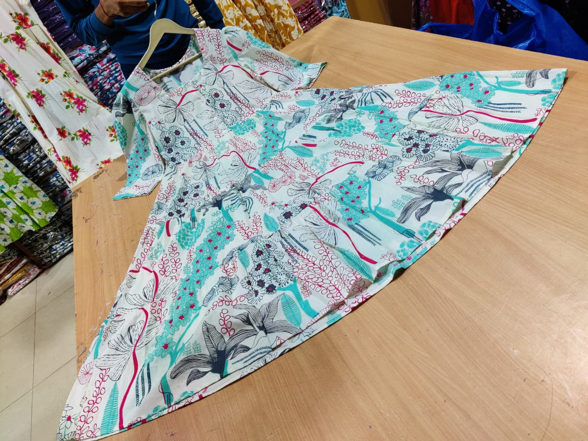 Cotton Midi Kurti with Puff Sleeves
