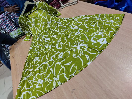 Cotton Midi Kurti with Puff Sleeves