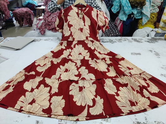 Cotton Midi Kurti with Puff Sleeves