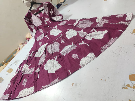 Cotton Midi Kurti with Puff Sleeves