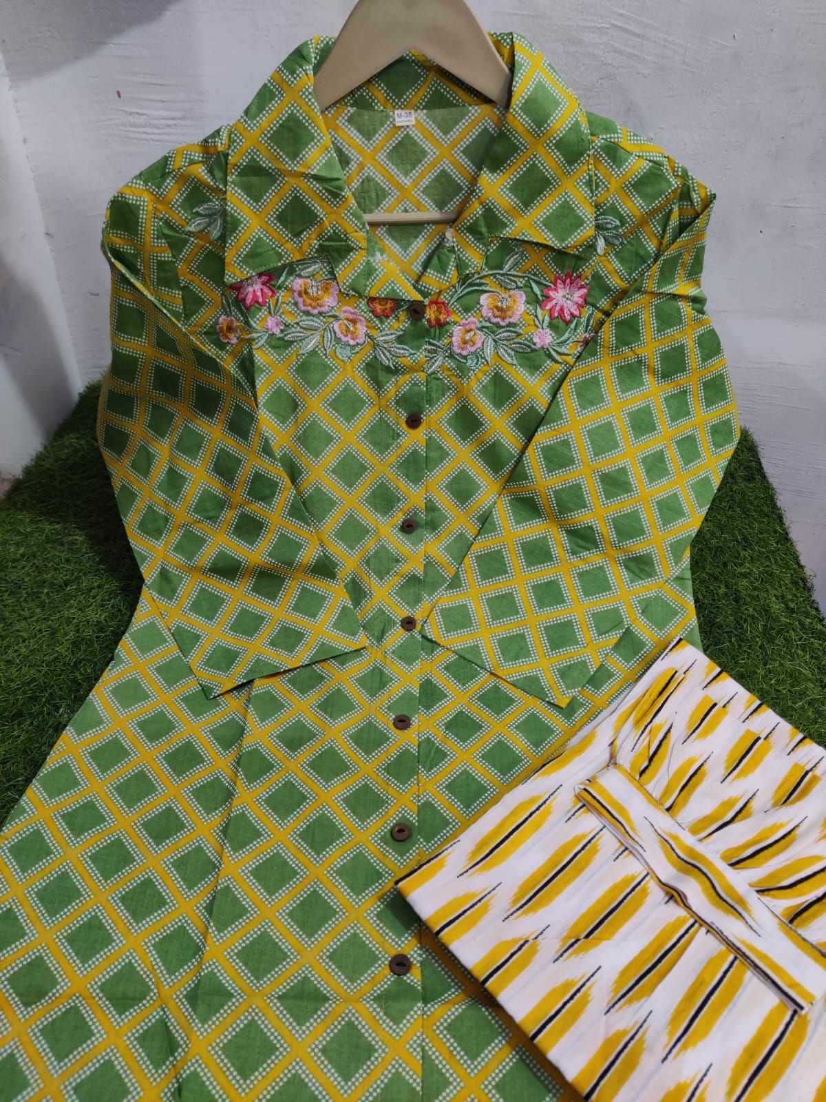 Cotton Pathani Kurta with Embroidery & Patiala Pant Set