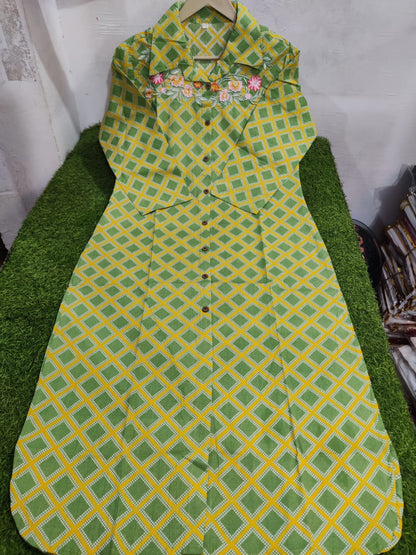 Cotton Pathani Kurta with Embroidery & Patiala Pant Set