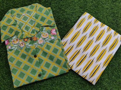 Cotton Pathani Kurta with Embroidery & Patiala Pant Set