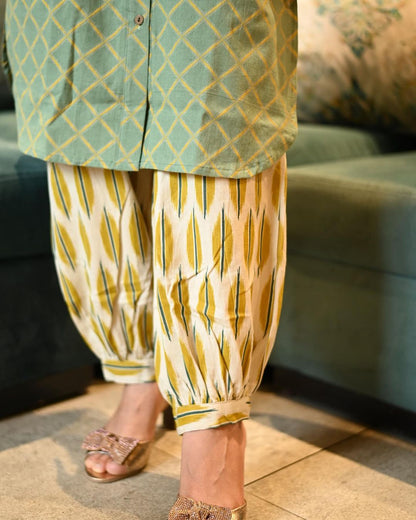 Cotton Pathani Kurta with Embroidery & Patiala Pant Set