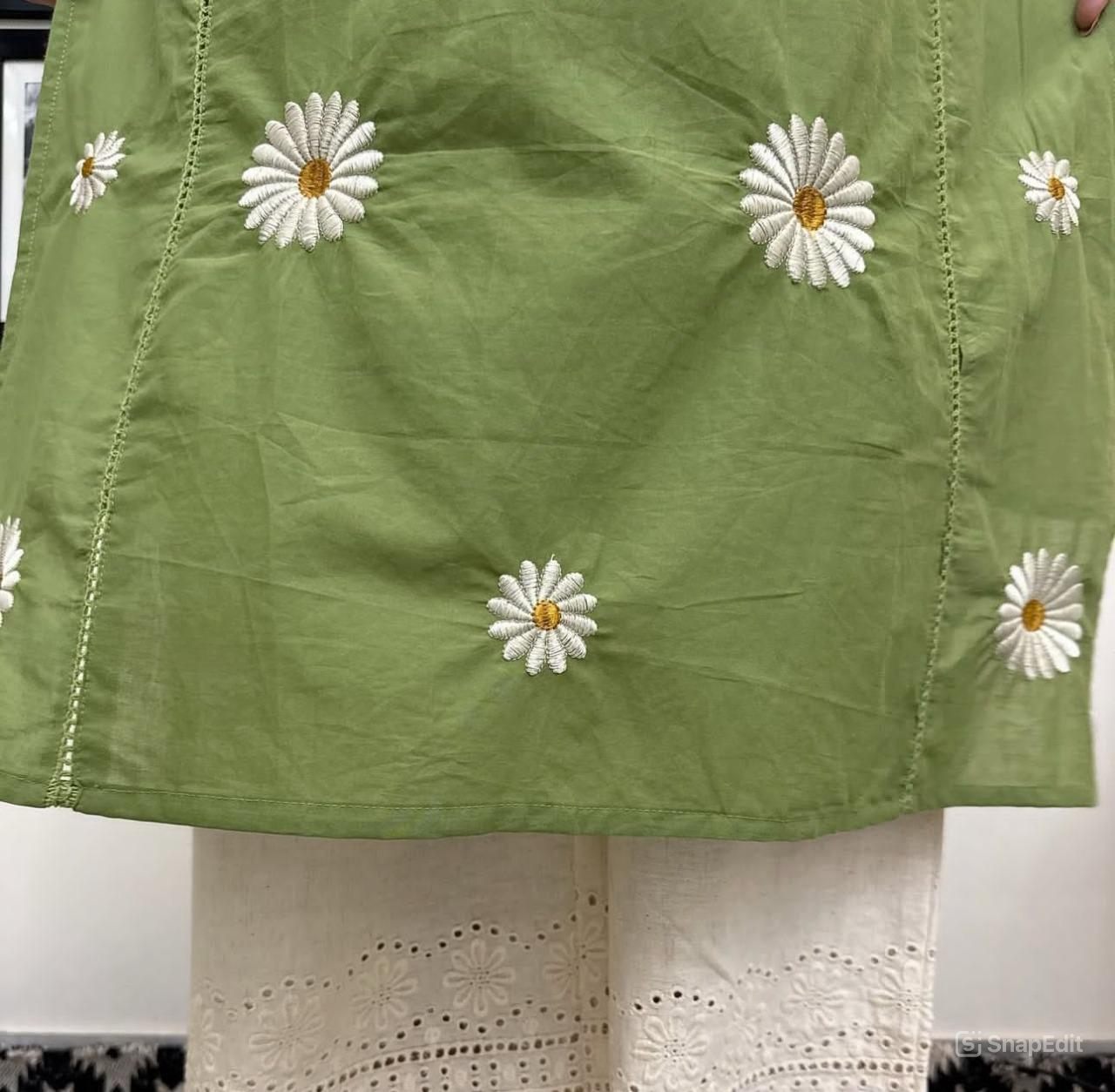 Cotton Pintex Kurti Pant Set with Malmal Printed Dupatta