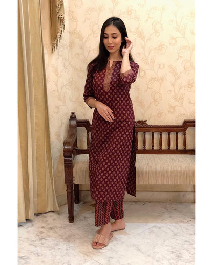 Cotton Printed Kurti Pant Set | 60×60 Cotton
