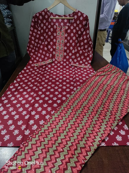 Cotton Printed Kurti Pant Set | 60×60 Cotton
