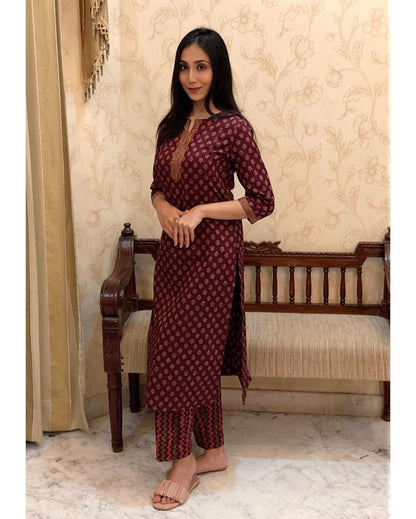 Cotton Printed Kurti Pant Set in 60×60 Fabric