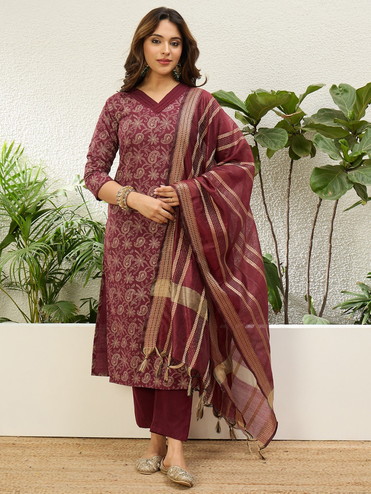Cotton Printed Straight Kurta Pant Dupatta Set | 3 Piece