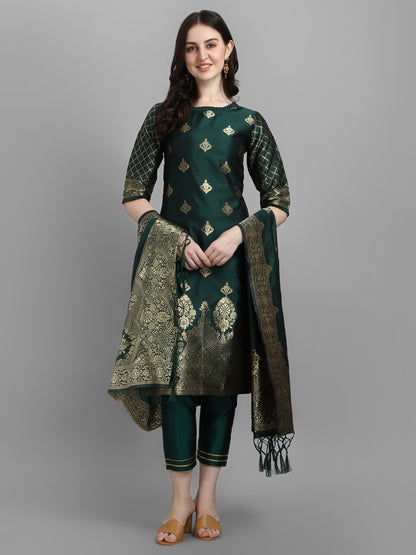 Cotton Silk Kurta Pant Set with Banarasi Silk Dupatta