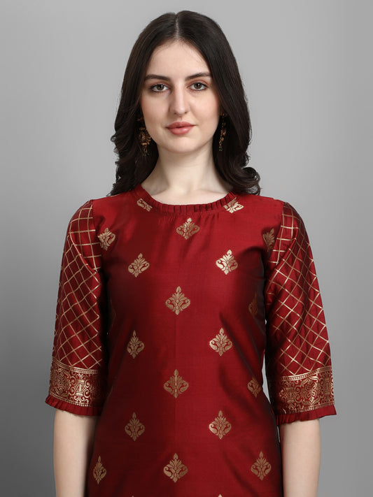 Cotton Silk Kurta Pant Set with Banarasi Silk Dupatta