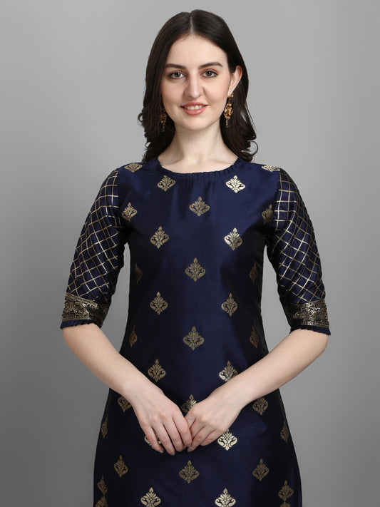 Cotton Silk Kurta Pant Set with Banarasi Silk Dupatta