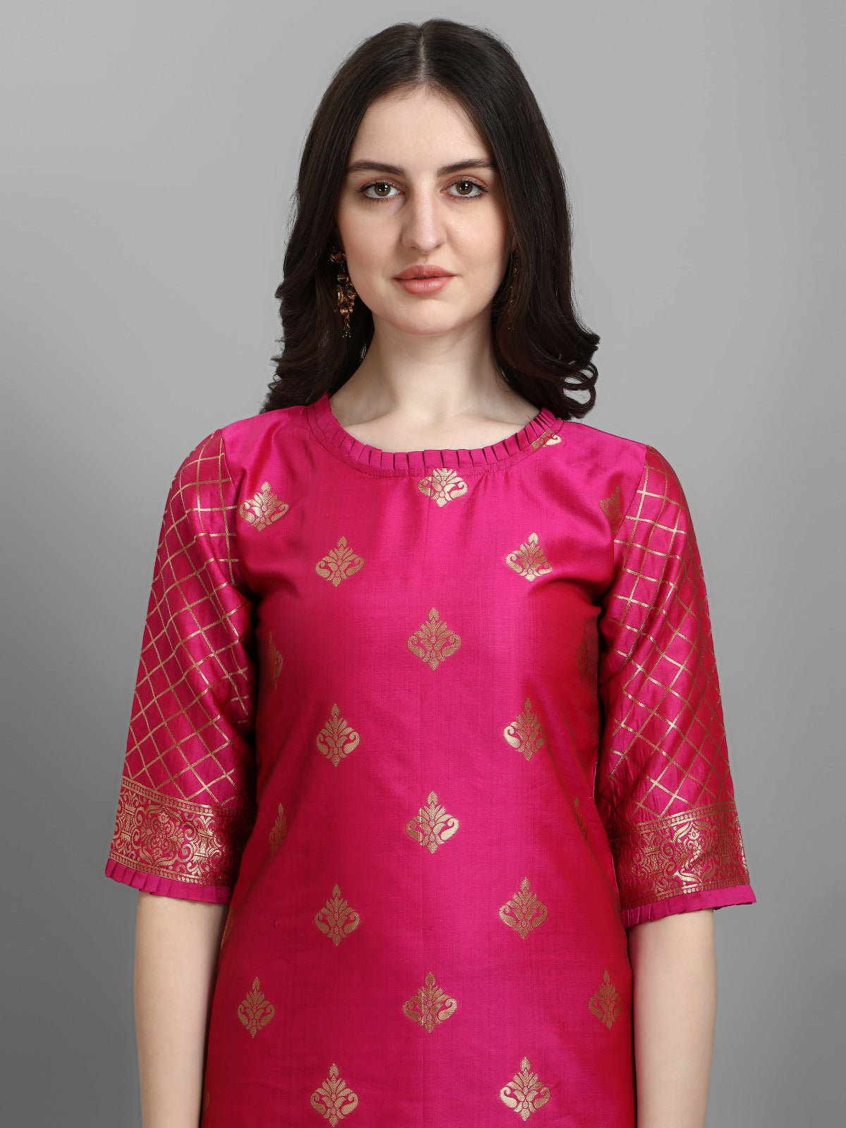 Cotton Silk Kurta Pant Set with Banarasi Silk Dupatta